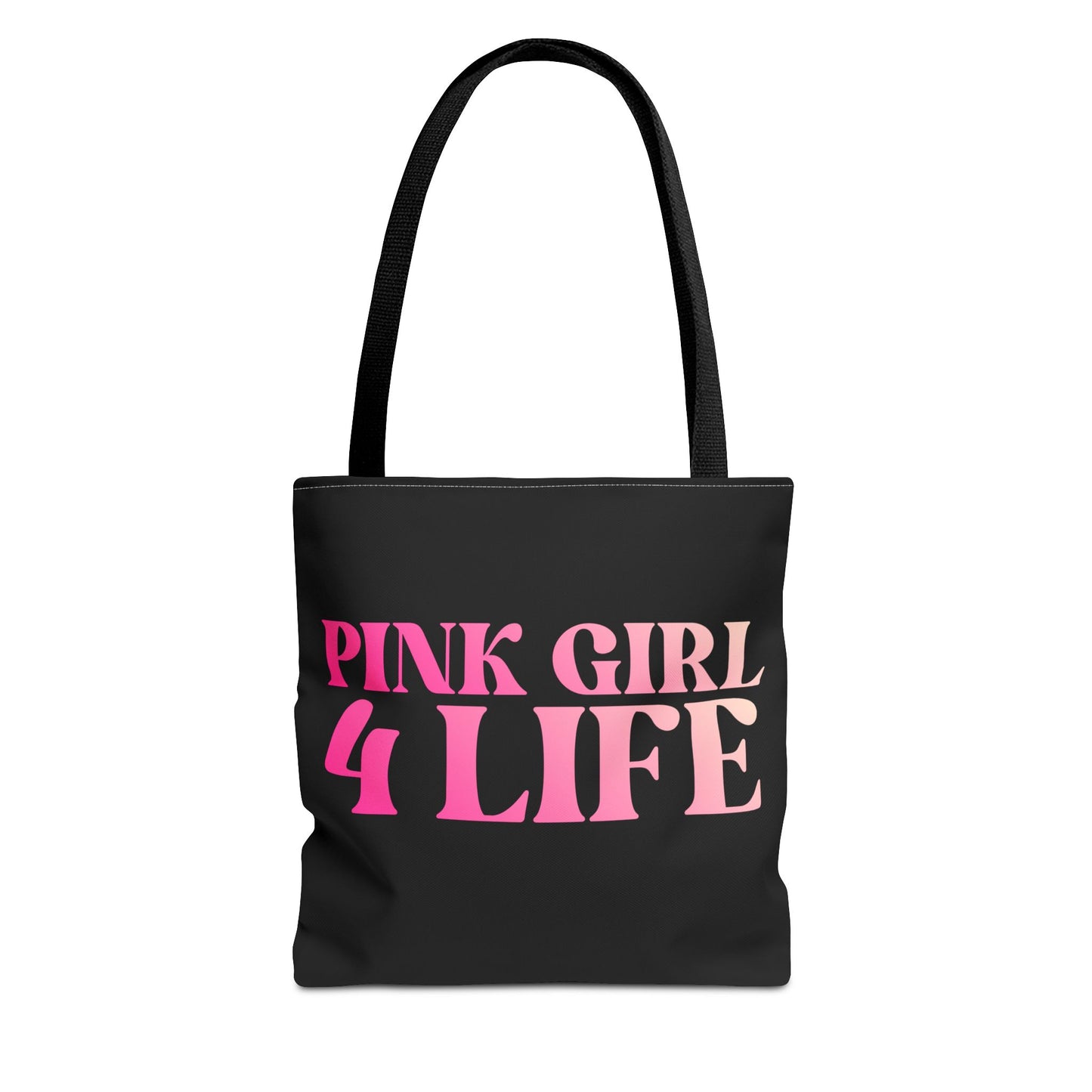 Pink Girl 4 Life Tote Bag - Cute Black Bag for Women and Girls, Double Sided Inspirational Tote