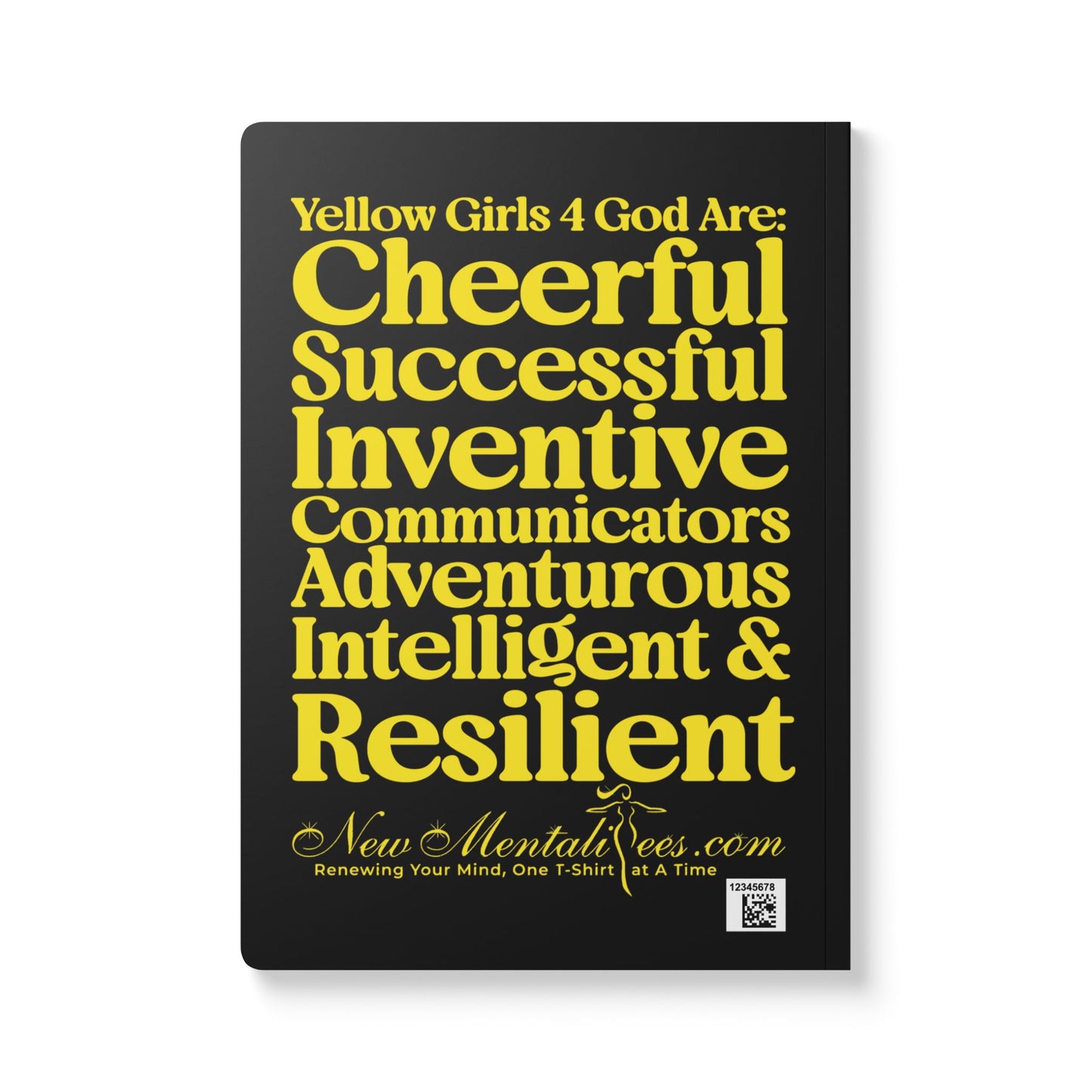 Yellow Girls 4 God Black Contrast Softcover Journal – Double-Sided Inspirational Faith Journal | 100 or 200 Pages | Notebook for Girls & Women Who Love God