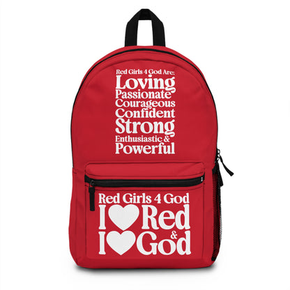 Red Girls 4 God Backpack – Inspirational Christian Girls School Backpack | Faith-Based Bookbag | Lightweight Travel & School Bag