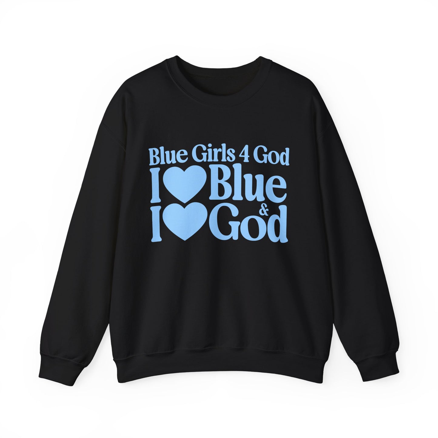 Blue Girls 4 God Adult Sweatshirt | Black Contrast