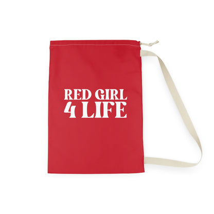 Red Girl 4 Life Laundry Bag – Double-Sided Inspirational Red Girl Laundry Sack | Spun Polyester Drawstring Bag