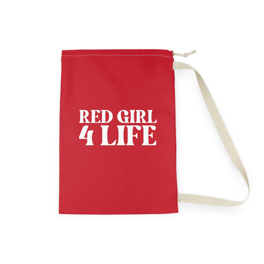 Red Girl 4 Life Laundry Bag – Double-Sided Inspirational Red Girl Laundry Sack | Spun Polyester Drawstring Bag