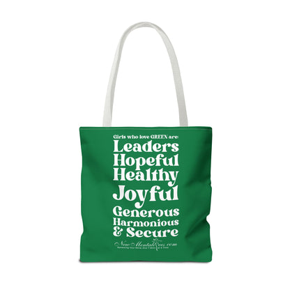 Green Girl 4 Life Tote Bag - Cute Green Bag for Women and Girls, Double Sided Inspirational Tote