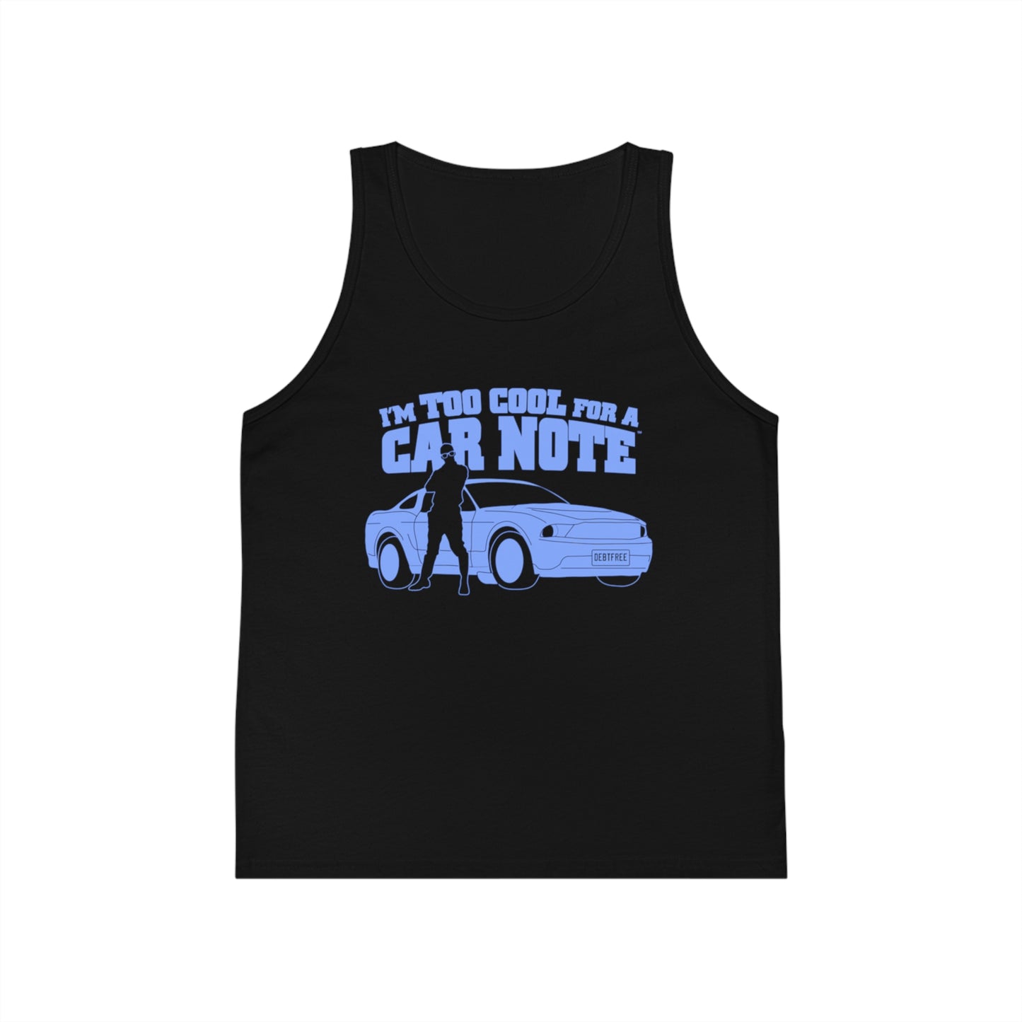 I'm Too Cool for a Car Note Youth Boys Tank Top – Funny Financial Freedom Tank for Boys | Motivational Kids Sleeveless Shirt | Positive Mindset Summer Tank