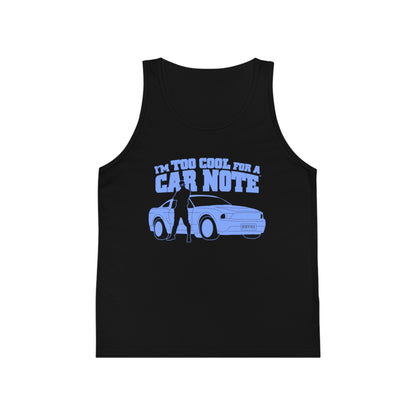 I'm Too Cool for a Car Note Youth Boys Tank Top – Funny Financial Freedom Tank for Boys | Motivational Kids Sleeveless Shirt | Positive Mindset Summer Tank