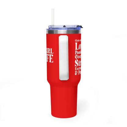 Red Girl 4 Life 40 oz Red Tumbler - Cute, Red, Positive, Affirmation, Inspirational, Double Sided, Insulated Tumbler