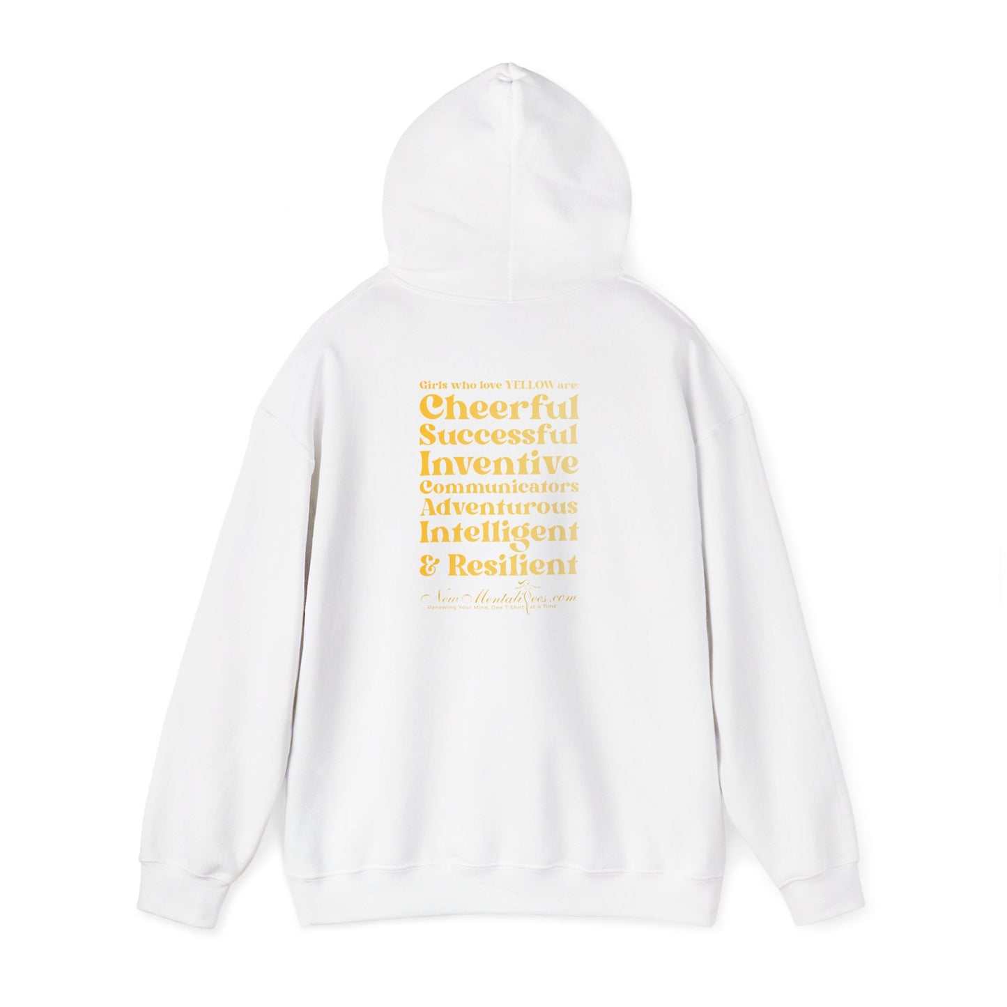 Yellow Girl 4 Life Hoodie - Cute Ladies White Hoodie, Positive Affirmation Hoodie, Inspirational Unisex Hoodie, Yellow Fashion