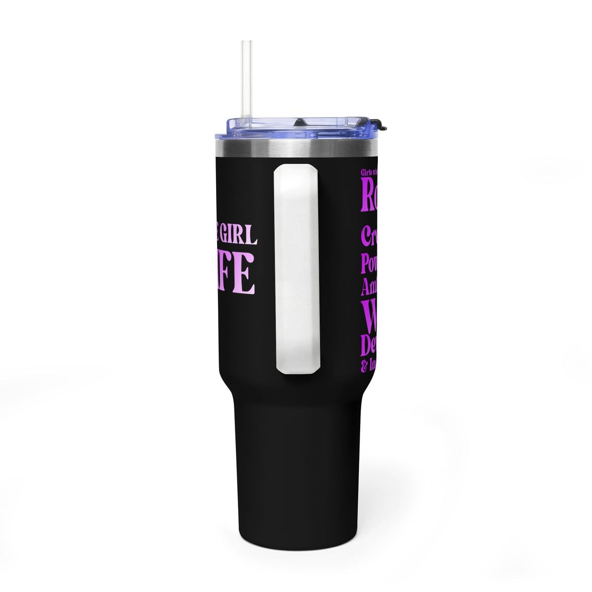 Purple Girl 4 Life 40 oz Black Tumbler - Cute, Purple, Positive, Affirmation, Inspirational, Insulated Tumbler