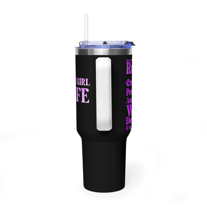 Purple Girl 4 Life 40 oz Black Tumbler - Cute, Purple, Positive, Affirmation, Inspirational, Insulated Tumbler
