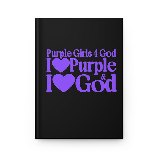 Purple Girls for God Black Hardcover Journal – Double-Sided Inspirational Notebook | Matte Hardcover | 150 Lined Pages | Gift for Women & Girls