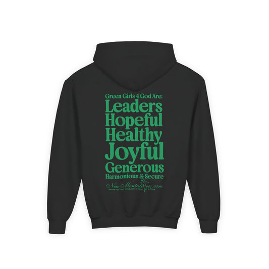 Green Girls 4 God Youth Hoodie | Black Contrast