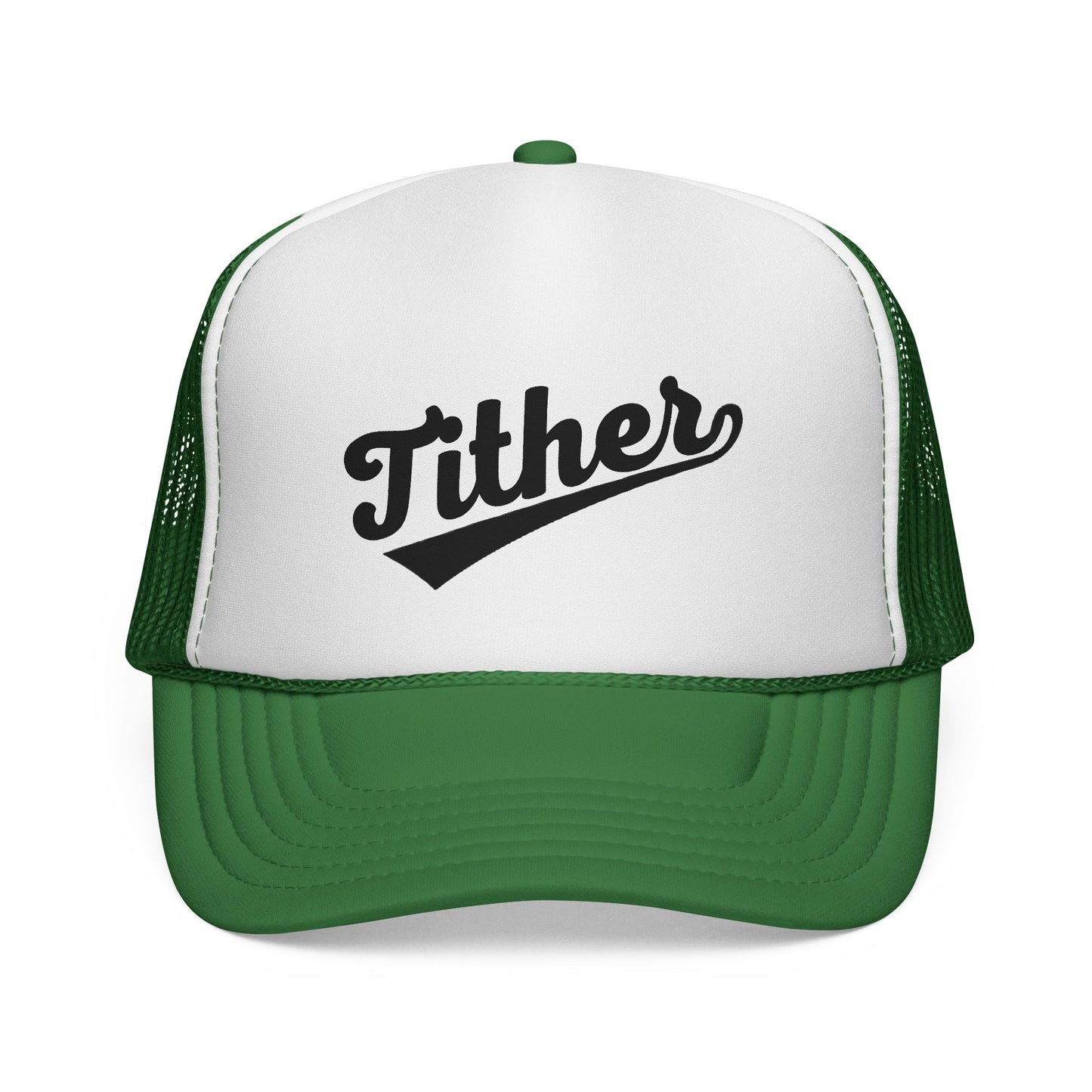 Tither Trucker Hat | Baseball Script Cap | Inspirational Snapback Hat |  Positive Lifestyle Cap | Statement Trucker Hat