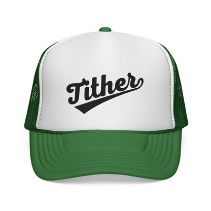 Tither Trucker Hat | Baseball Script Cap | Inspirational Snapback Hat |  Positive Lifestyle Cap | Statement Trucker Hat