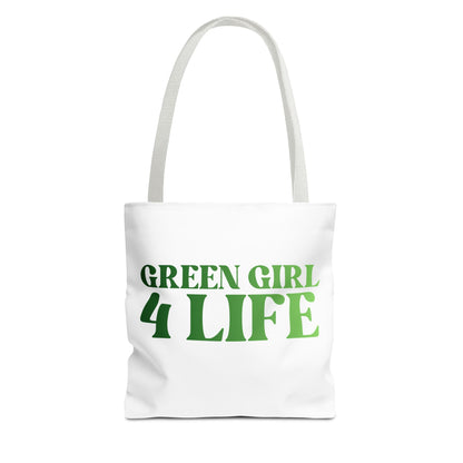 Green Girl 4 Life Tote Bag - Cute White Bag for Women and Girls, Double Sided Inspirational Tote