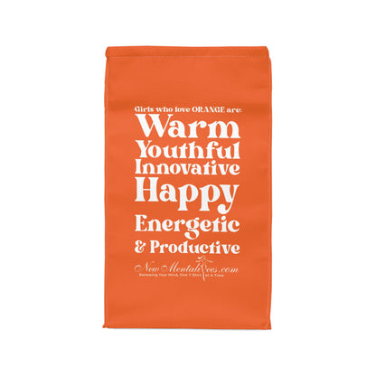 Orange Girl 4 Life Lunch Bag – Double-Sided Inspirational Orange Girl Lunch Tote | Insulated Lunch Bag | Girl Power Lunch Box