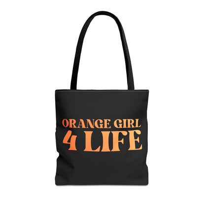 Orange Girl 4 Life Tote Bag -  Cute Black Bag for Women and Girls, Double Sided Inspirational Tote