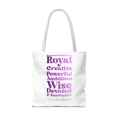 Purple Girl 4 Life Tote Bag - Cute White Bag for Women and Girls, Double Sided Inspirational Tote
