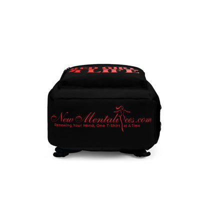 Red Girl 4 Life Black Contrast Backpack – Inspirational Girls School Backpack | Girl Power Bookbag | Lightweight Travel, School & Everyday Bag