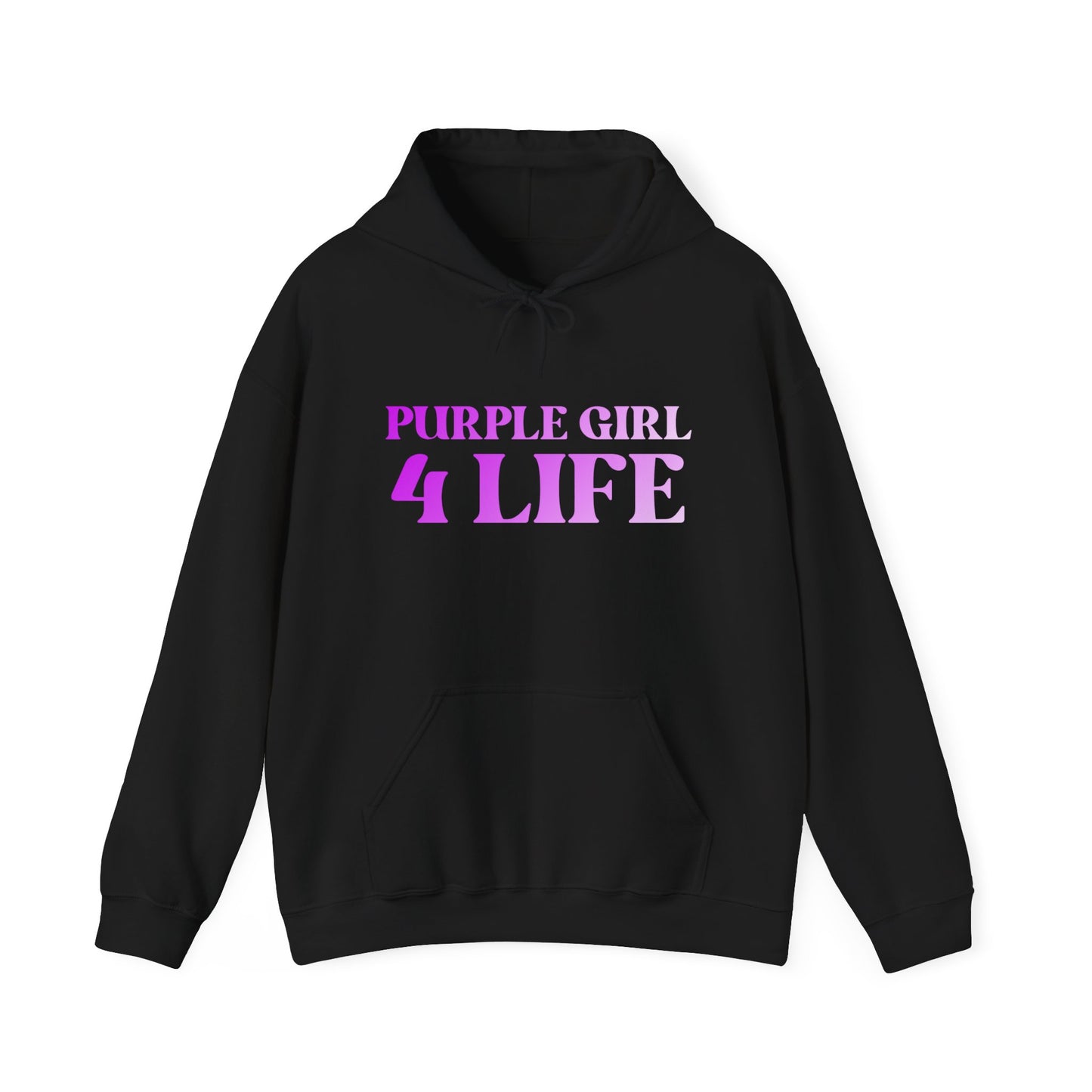 Purple Girl 4 Life Hoodie - Cute Ladies Black Graphic Hoodie, Inspirational Hoodie, Positive Affirmation Unisex Hoodie, Purple Fashion