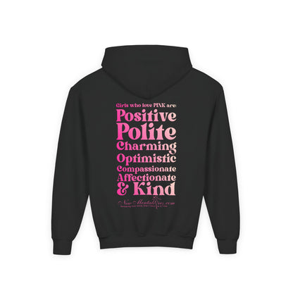 Pink Girl 4 Life Hoodie - Cute Youth Black Graphic Hoodie, Positive Affirmation Hoodie, Inspirational Gift