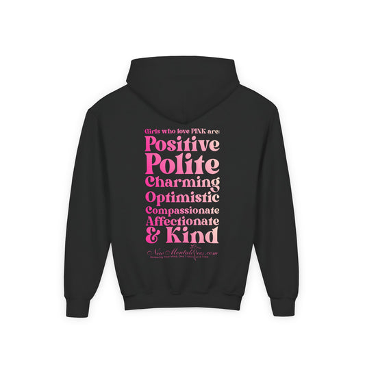 Pink Girl 4 Life Hoodie - Cute Youth Black Graphic Hoodie, Positive Affirmation Hoodie, Inspirational Gift