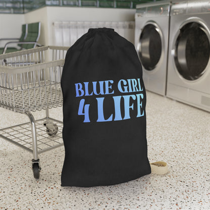 Blue Girl 4 Life Black Laundry Bag – Double-Sided Inspirational Blue Girl Laundry Sack | Spun Polyester Drawstring Bag