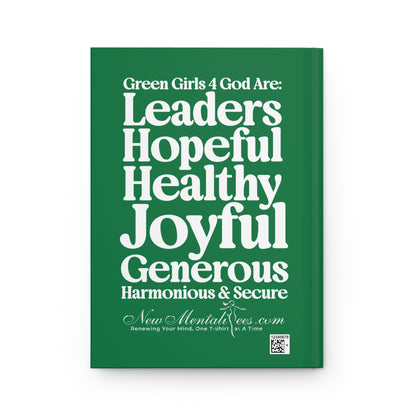 Green Girls for God Hardcover Journal – Double-Sided Inspirational Notebook | Matte Hardcover | 150 Lined Pages | Gift for Women & Girls