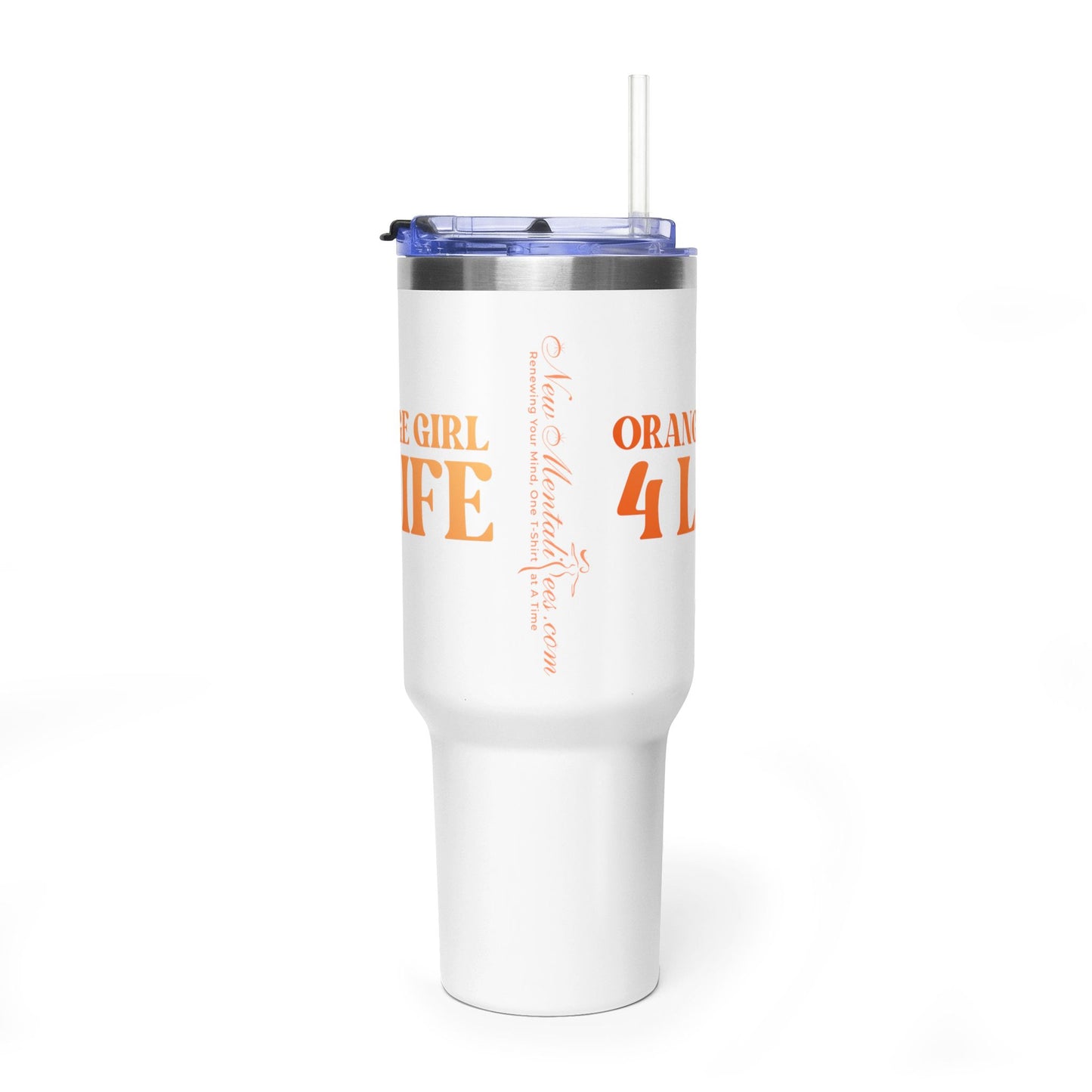 Orange Girl 4 Life 40 oz White Tumbler - Cute, Orange, Positive, Affirmation, Inspirational, Double Sided, Insulated Tumbler