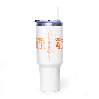 Orange Girl 4 Life 40 oz White Tumbler - Cute, Orange, Positive, Affirmation, Inspirational, Double Sided, Insulated Tumbler