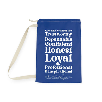 Blue Girl 4 Life Laundry Bag – Double-Sided Inspirational Blue Girl Laundry Sack | Spun Polyester Drawstring Bag