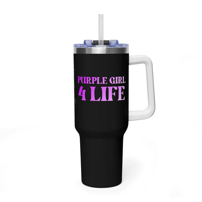 Purple Girl 4 Life 40 oz Black Tumbler - Cute, Purple, Positive, Affirmation, Inspirational, Insulated Tumbler