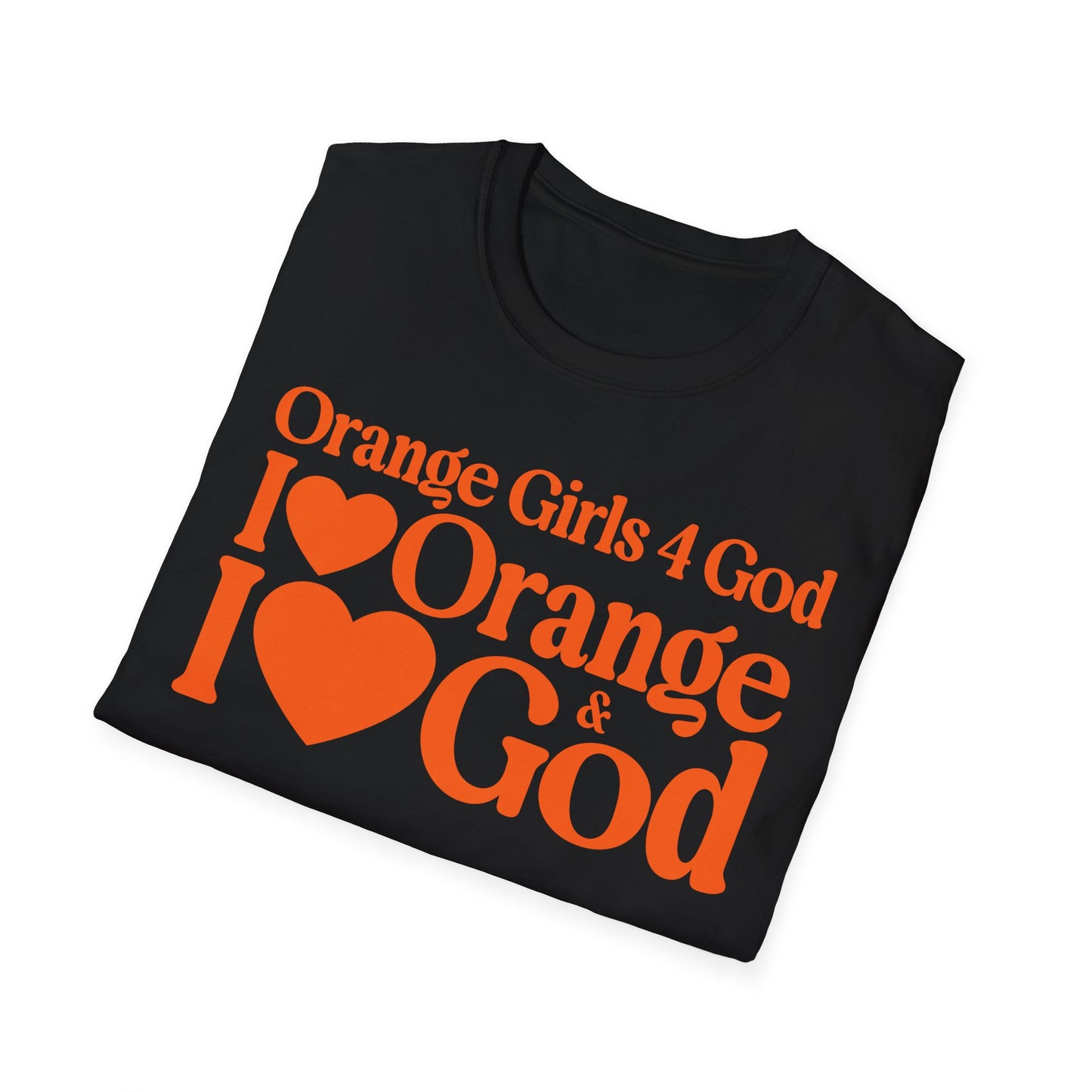 Orange Girls 4 God Adult T-shirt | Black Contrast