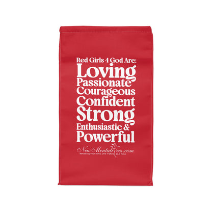 ❤️ Red Girls 4 God Lunch Tote – Double-Sided Inspirational Red Girls Faith Lunch Bag | Insulated Lunch Bag