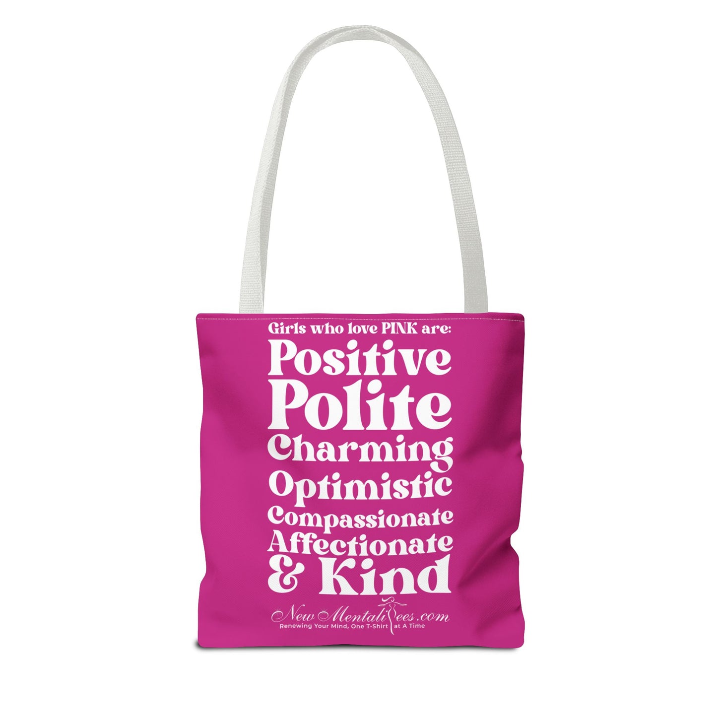 Pink Girl 4 Life Tote Bag - Cute Pink Bag for Women and Girls, Double Sided Inspirational Tote