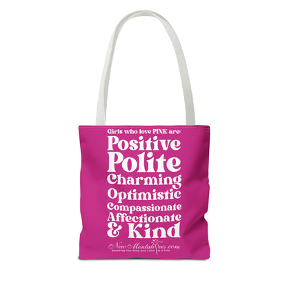 Pink Girl 4 Life Tote Bag - Cute Pink Bag for Women and Girls, Double Sided Inspirational Tote