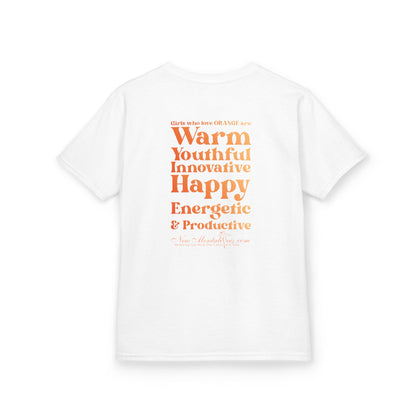 Orange Girl 4 Life T-Shirt - Cute Youth White Graphic Tee, Positive Affirmation Shirt, Inspirational T-Shirt, Orange Fashion Tee