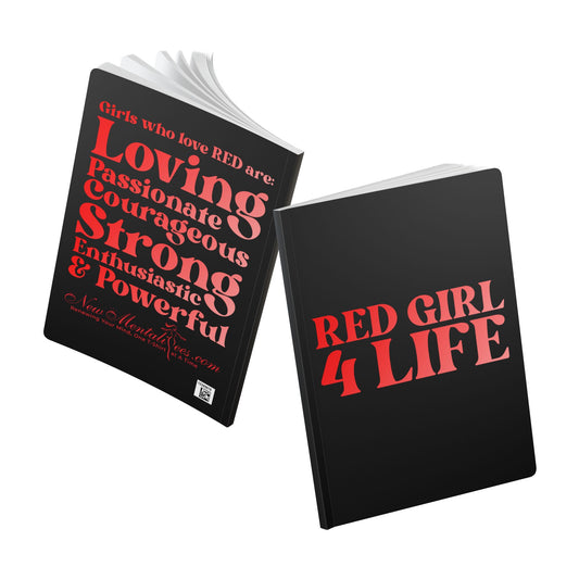 Red Girl 4 Life (Black) Softcover Journal – Double-Sided Inspirational Journal | 100 or 200 Pages | Notebook for Girls & Women Who Love Red