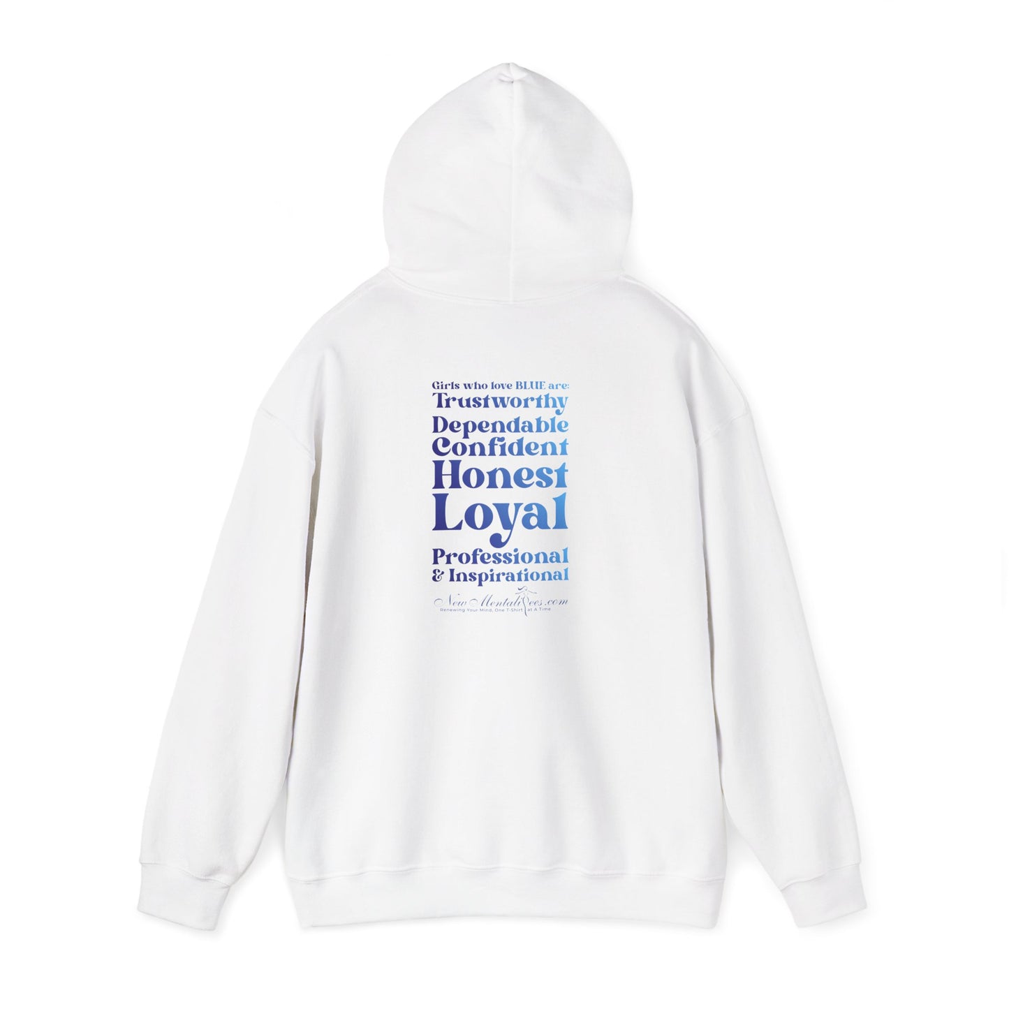 Blue Girl 4 Life Hoodie - Cute Ladies White Graphic Hoodie, Positive Affirmation Hoodie, Inspirational Unisex Hoodie, Blue Fashion