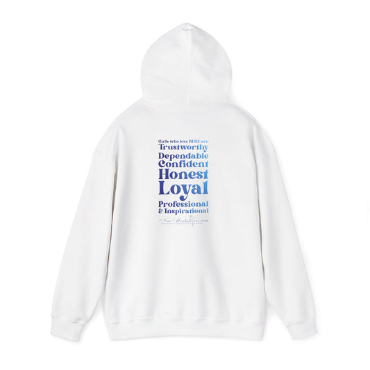 Blue Girl 4 Life Hoodie - Cute Ladies White Graphic Hoodie, Positive Affirmation Hoodie, Inspirational Unisex Hoodie, Blue Fashion