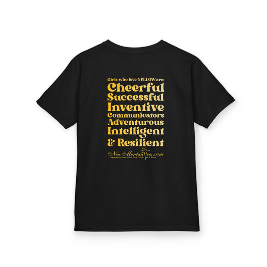 Yellow Girl 4 Life T-Shirt - Cute Youth Black Graphic Tee, Positive Affirmation Shirt, Inspirational T-Shirt, Yellow Fashion Tee