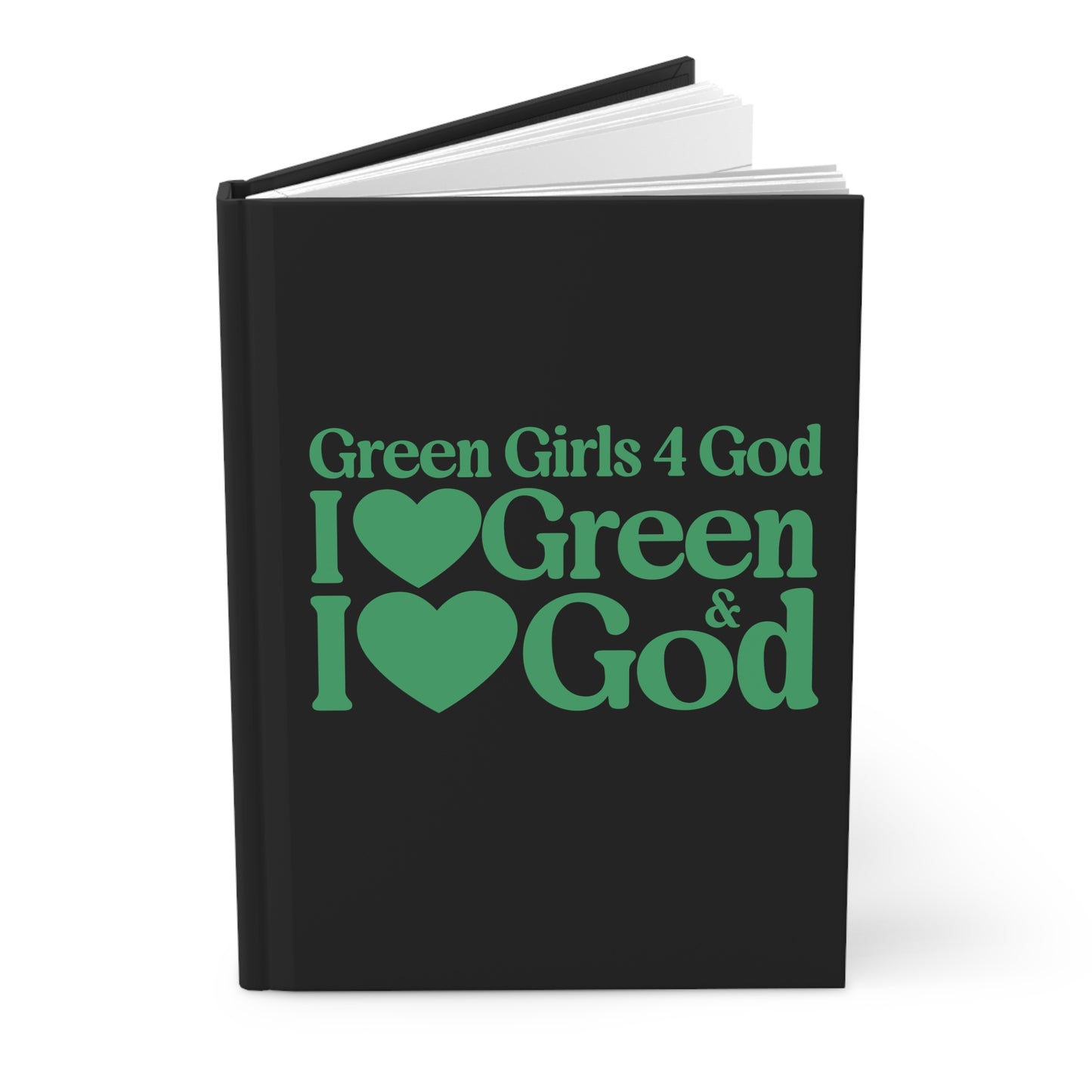 Green Girls for God Black Hardcover Journal – Double-Sided Inspirational Notebook | Matte Hardcover | 150 Lined Pages | Gift for Women & Girls