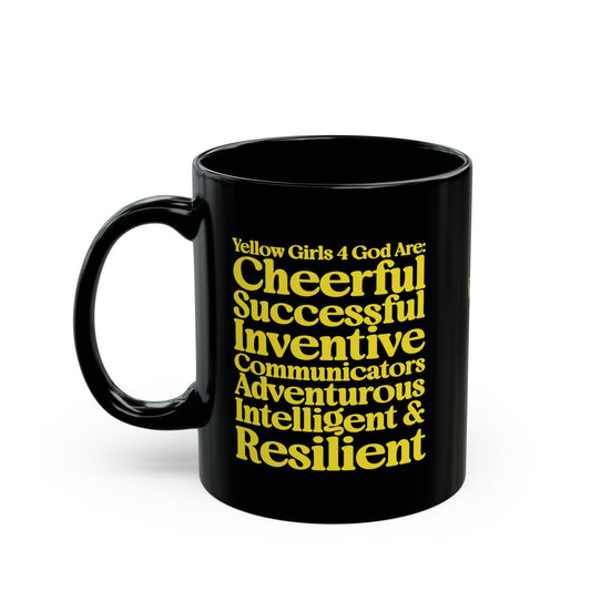 Yellow Girls 4 God Mug - Black Contrast Collection