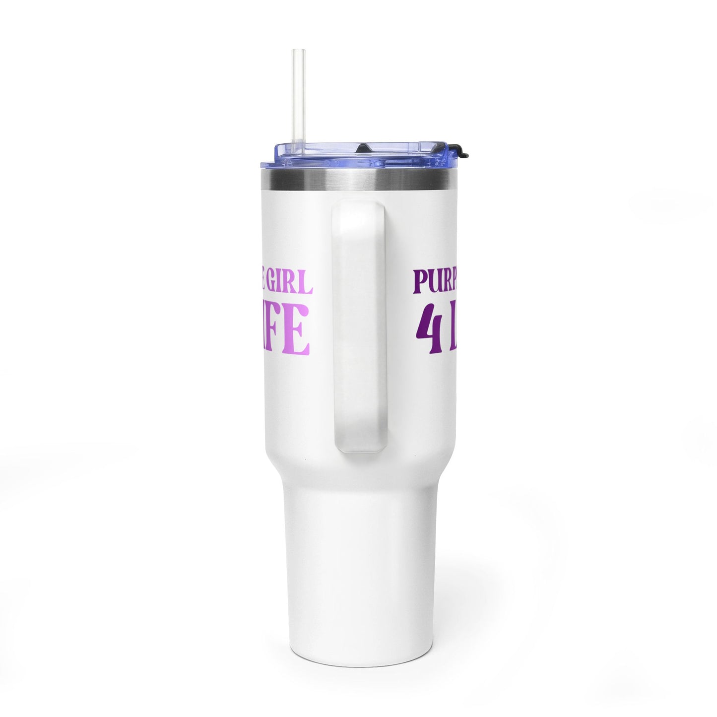 Purple Girl 4 Life 40 oz White Tumbler - Cute, Purple, Positive, Affirmation, Inspirational, Insulated Tumbler