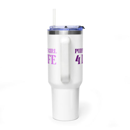 Purple Girl 4 Life 40 oz White Tumbler - Cute, Purple, Positive, Affirmation, Inspirational, Insulated Tumbler