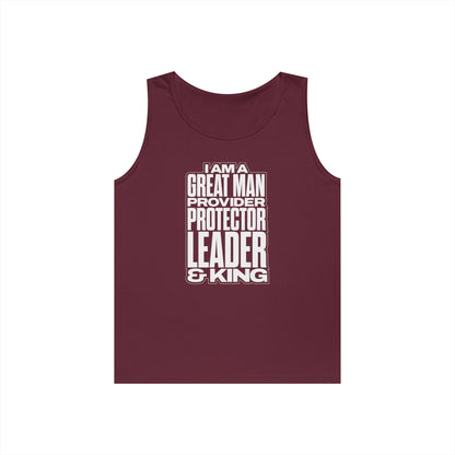 I Am A Great Man Teen Tank Top – Unisex Inspirational Tank | Provider, Protector, Leader & King | Positive Affirmation Tank for Teens