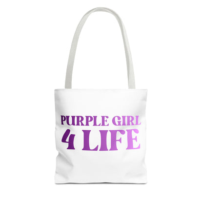 Purple Girl 4 Life Tote Bag - Cute White Bag for Women and Girls, Double Sided Inspirational Tote