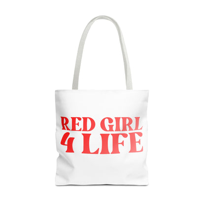 Red Girl 4 Life Tote Bag - Cute White Bag for Women and Girls, Double Sided Inspirational Tote