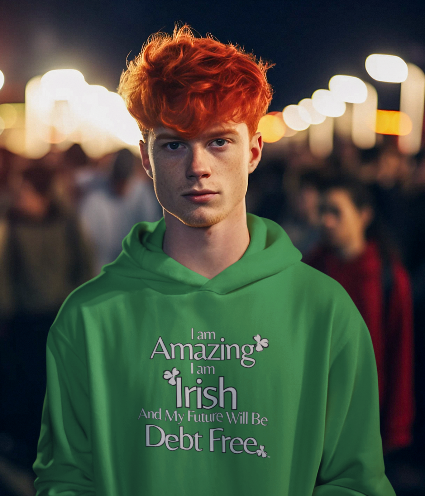Amazing, Irish & Debt-Free Future Unisex Hoodie | Irish Pride Affirmation Hoodie | Financial Freedom Graphic Hoodie