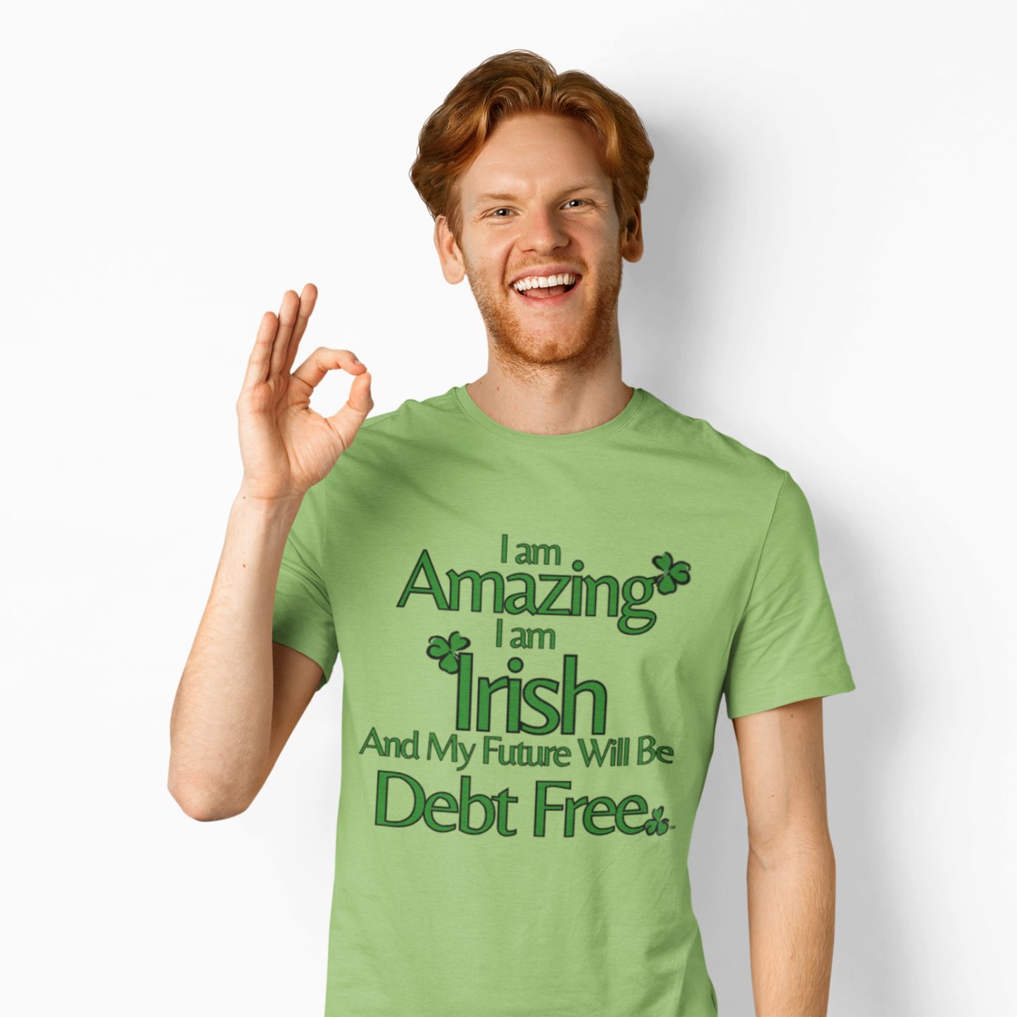 Amazing, Irish & Debt-Free Future Unisex T-Shirt | Irish Pride Affirmation Tee | Financial Freedom Graphic Shirt