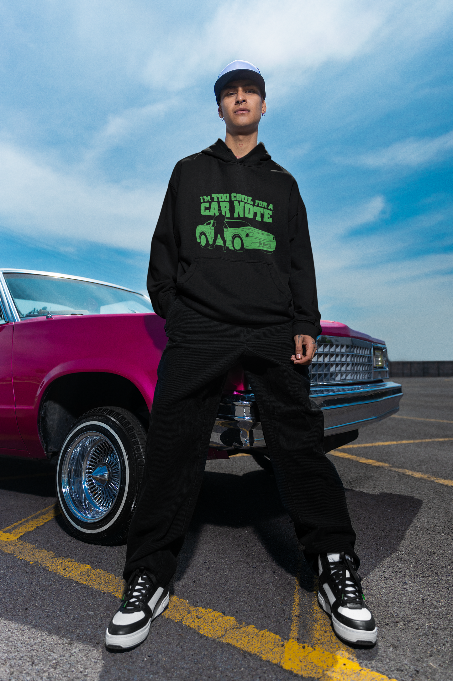 I'm Too Cool for a Car Note Adult Hoodie - Debt free and Financial Freedom Apparel